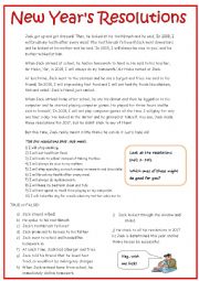 English Worksheet: New Years Resolutions