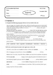 English Worksheet: 3rd form end-term test N1 