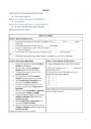 English Worksheet: ELEMENTS OF A DEBATE