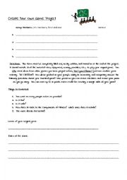 English Worksheet: Create a Game Project