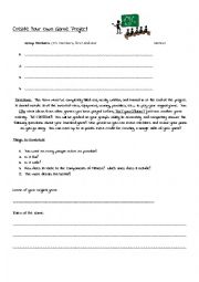 English Worksheet: Create a Game Project
