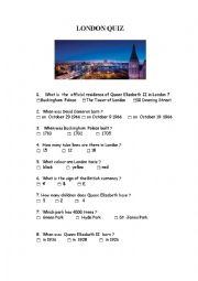 English Worksheet: LONDON QUIZ