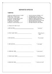 English Worksheet: Reported Speech