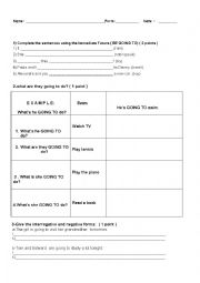 English Worksheet: Be going to