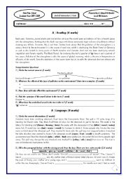 English Worksheet: End of Semester Test