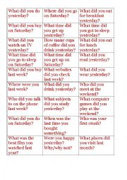 English Worksheet: Past Simple conversational questions