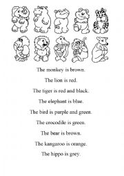 English Worksheet: Colour the zoo animals
