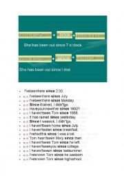English Worksheet: Present perfect with since