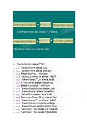 English Worksheet: Present perfect with since