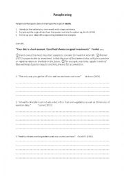 English Worksheet: Paraphrasing Practice