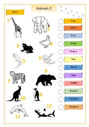English Worksheet: Animals 2