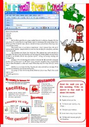 English Worksheet: An e-mail from Canada.