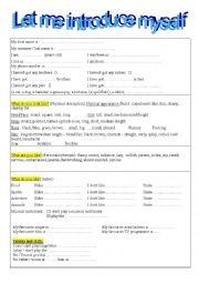 English Worksheet: Let me introduce myself