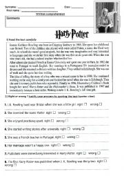 English Worksheet: harry potter