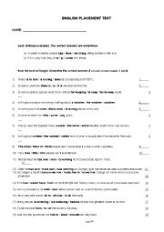 English Worksheet: English Placement Test