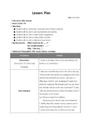 English Worksheet: Lesson plan