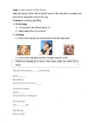 English Worksheet: Lucky- Britney