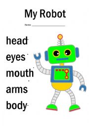 English Worksheet: My Robot - Body Parts Matching