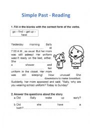 English Worksheet: Reading  - Simple Past