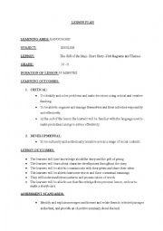 English Worksheet: Lesson Plan for 