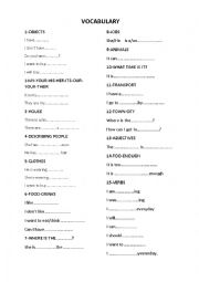 English Worksheet: VOCABULARY-SENTENCES