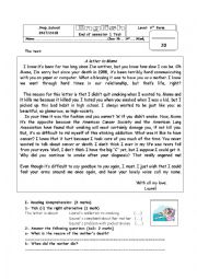 English Worksheet: end of semester 1 Test