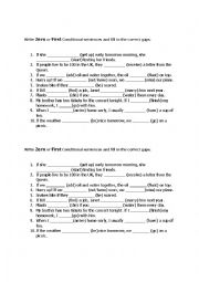 English Worksheet: Zero and First conditionals 
