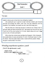 English Worksheet: End of semester test N1