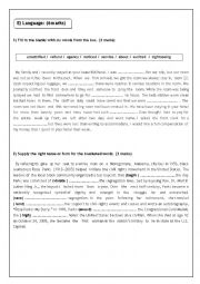 English Worksheet: End Of Semester Test N1 (third form)