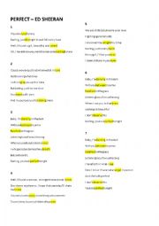 Ed Sheeran - Perfect - Lyrics worksheet