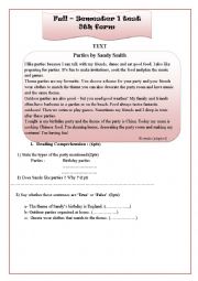 English Worksheet: Full-semester 1 test 8th form