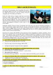 English Worksheet: Child Labor (labour) in Brazil