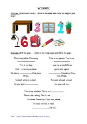 English Worksheet: Classroom song and activities