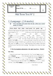 9th form mid term test N2