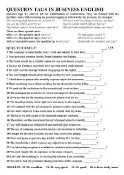 English Worksheet: Question Tags in Business English
