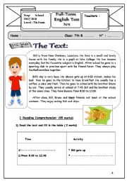 English Worksheet: 7th end term 1