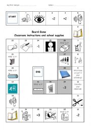 English Worksheet: Classroom instructions and school supplies 