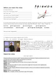 English Worksheet: VIDEO FRIENDS ROSS AND RACHEL AT THE AIRPORT FUNNY SCENES WITH SUBTITLES IN ENGLISH