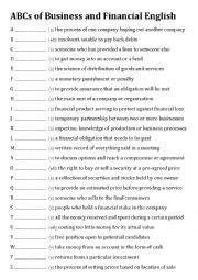 English Worksheet: ABCs of Financial and Business EN