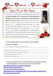English Worksheet: Great Romances in History (1)