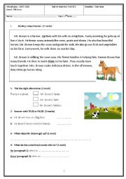 English Worksheet: End of semester Test 1 7th form