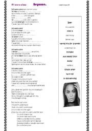 English Worksheet: Beyonce     If I were a boy