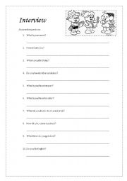 English Worksheet: Interview Personal Questions