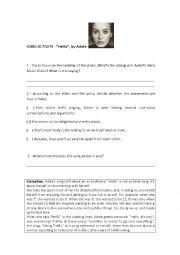 English Worksheet: Hello - Adele 