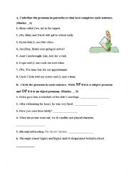 Grammar Test about personal Pronouns