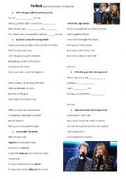 English Worksheet: A Song Perfect