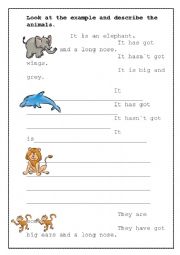 English Worksheet: Describing animals