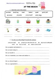 English Worksheet: Peppa Pig At the Beach