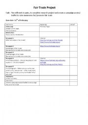 English Worksheet: fair trade project 