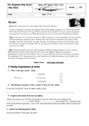 English Worksheet: End of term test 3